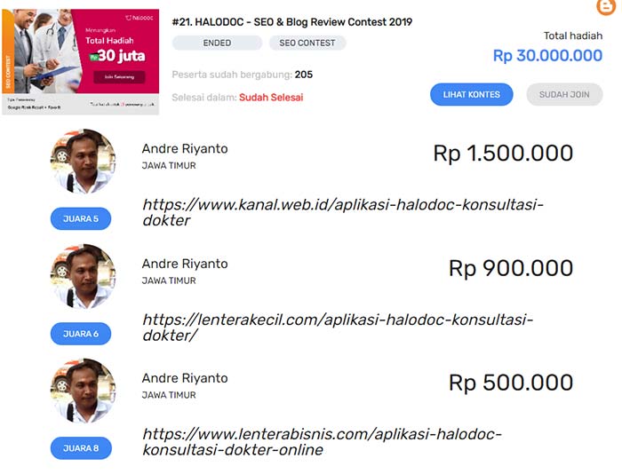 Kontes SEO Halodoc